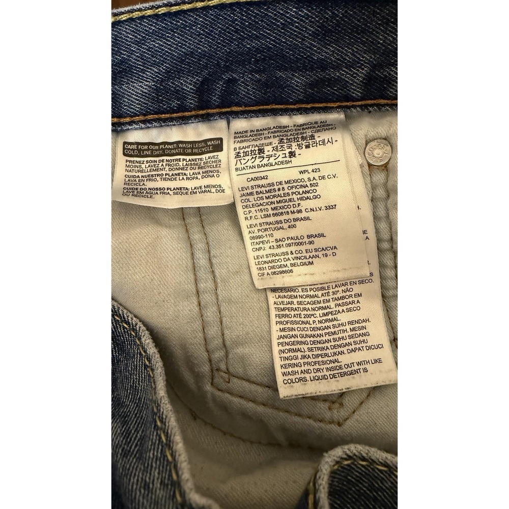 Levi's 505 Light Wash Blue Jeans Fit 30x29 Distress Regular Fit Mens Cotton - Picture 4 of 13